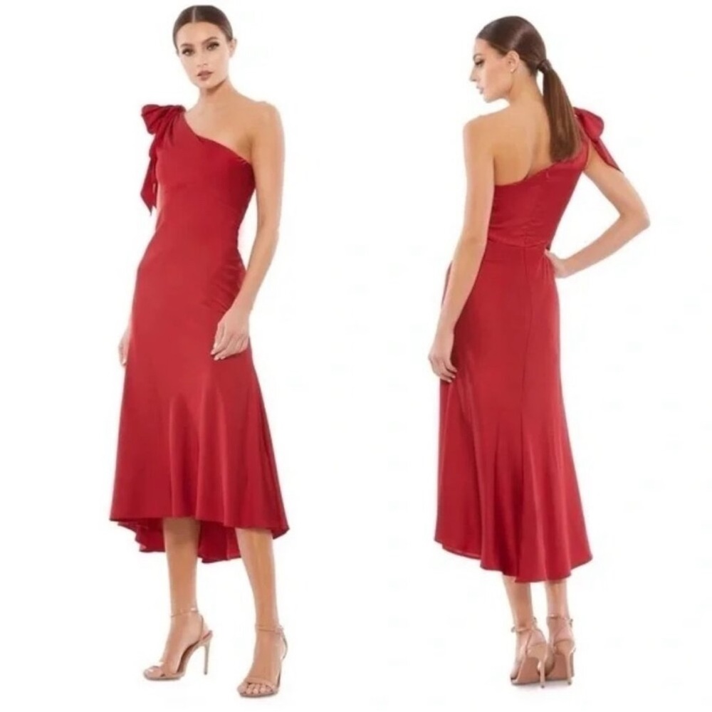 Mac Duggal SATIN ONE SHOULDER MIDI DRESS 55387